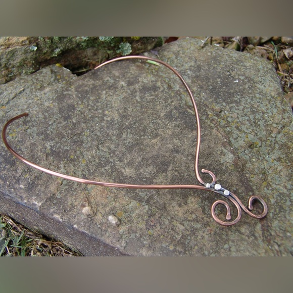 Copper Wire Collar Necklace Mixed Metal - Picture 3 of 8